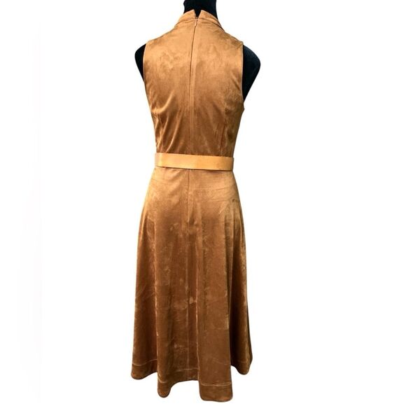 Antonio Melani Kinnon Faux Suede Dress Size 2 NWT Cognac Brown Fit & Flare - Picture 4 of 8